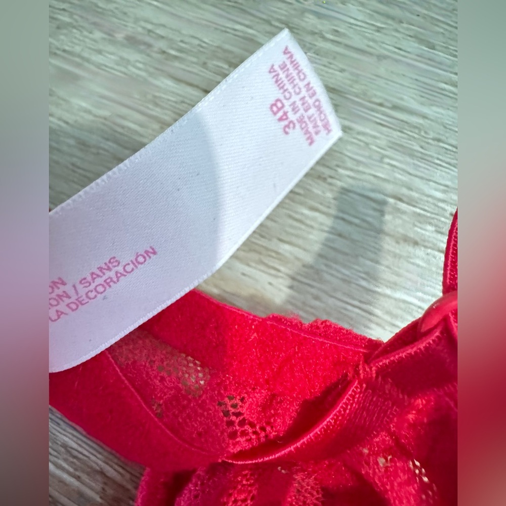 Victoria’s Secret Red Lace Lingerie- 34B - Picture 6 of 9